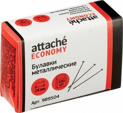 Булавки ATTASHE Economy 24мм Б35 500шт офисные карт. кор. 989504