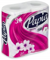 Бумага туалетная  PAPIA Цветы Бали 3сл 4рул/уп арт.5064989