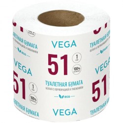 Бумага туалетная  Vega 1 слой, 51м,  1рул/упак белая с теснением 339244
