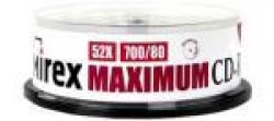 Диск CD-R 700Mb Mirex MAXIMUM 52x Cake box 25шт UL120052A8M