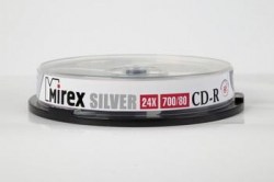Диск CD-R 700Mb Mirex SILVER 24x Cake box 10шт UL120055A8L