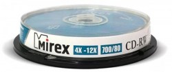 Диск CD-RW MIREX 700Mb 4X-12X 700Mb Cake box 10 UL121002A8L