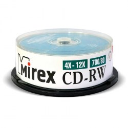 Диск CD-RW MIREX 700Mb 4X-12X 700Mb Cake box 25 UL121002A8M