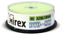 Диск DVD-RW Mirex 4,7Gb 4X Cake Box /25шт/ UL130032A4M