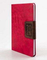 Еженедельник А5 2026г. Альфа-Тренд 310170 "Сицилия" красный+коричневый магнитный клапан, тв.переплет