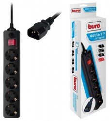 Фильтр сетевой BURO 500SH-1.8-UPS-В  1,8м 5 розеток черный (коробка) 992305