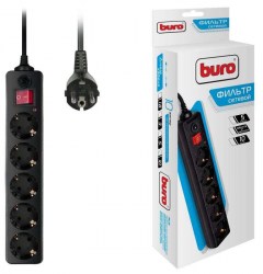 Фильтр сетевой BURO 500SH-3-B 3м 5 розеток черный (коробка) 992293