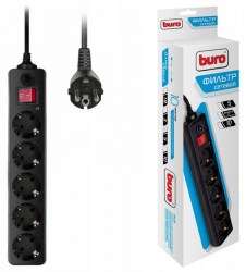 Фильтр сетевой BURO 500SH-5-В  5м 5 розеток черный (коробка) 992296