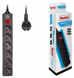 Фильтр сетевой BURO 600SH-1,8-В  1,8м 6 розеток черный (коробка) 992264