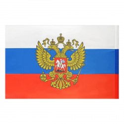 Флаг  РФ 90*135см с гербом шелк 353722
