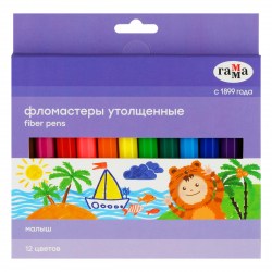Фломастеры 12цв. Гамма 1360822_12 "Малыш" утолщенные, смываемые 356546