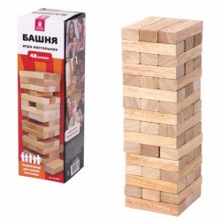 Игра настольная Золотая сказка 662294 "Башня" 48 деревянных блоков