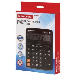 Калькулятор  Brauberg EXTRA-12-BK 12 разр, двойное пит, 206х155мм, черный 250481