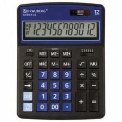 Калькулятор  Brauberg EXTRA-12-BKBU 12 разр, двойное пит, 206х155мм, черно-синий 250472