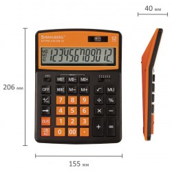 Калькулятор  Brauberg EXTRA-12-BKRG 12 разр, двойное пит, 206х155мм, черно-оранжевый 250478