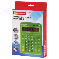 Калькулятор  Brauberg EXTRA-12-DG 12 разр, двойное пит, 206х155мм, зеленый 250483