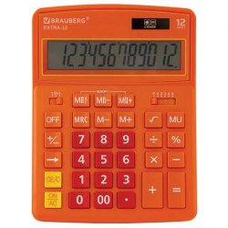 Калькулятор  Brauberg EXTRA-12-RG 12 разр, двойное пит, 206х155мм, оранжевый 250485