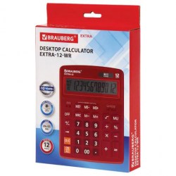 Калькулятор  Brauberg EXTRA-12-WR 12 разр, двойное пит, 206х155мм, бордовый 250484