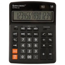 Калькулятор  Brauberg EXTRA-14-BK 14 разр, двойное пит, 206х155мм, черный 250474