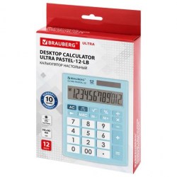 Калькулятор  Brauberg ULTRA PASTEL-12-LB 12 разр, двойное пит, 192x143мм, голубой 250502