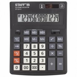 Калькулятор  STAFF PLUS STF-333 14 разр, двойное пит, 200х154мм, черный 250416