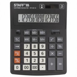 Калькулятор  STAFF PLUS STF-333 16 разр, двойное пит, 200х154мм, черный 250417
