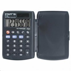 Калькулятор  STAFF STF-883  8 разрядов 95х62мм, черный двойное питание, футляр-книжка 250196