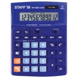 Калькулятор  STAFF STF-888-12-BU 12 разр, двойное пит, 200х150мм, синий 250455
