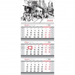 Календарь настенный на 2025г. БиДжи 369740 "Город" 3х блочный, 3 гребеня, с бугунком