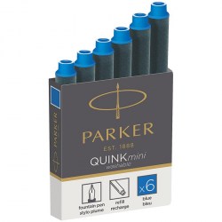 Капсула Parker Z-17 синие смываемые чернила QUINK SHORT mini /6шт/ S0767240/1950409