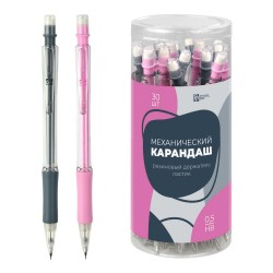 Карандаш авт. 0,5мм Феникс 57855 "Черное и розовое" с ластиком, грип