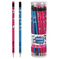 Карандаш ч/г Феникс 63678 тв.H "Рок звезды" с ластиком, ассорти