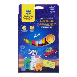 Карандаши 24цв. Мульти-Пульти CP_33722 "Енот в космосе" двустор, утолщ, заточ (12шт)