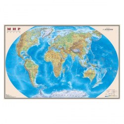 Карта Мира.Физическая 1:25М настенная лам. с рейками в тубусе 711