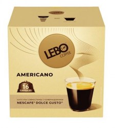 Кофе в капсулах LEBO Dolce Gusto AMERICANO 136гр (16шт)