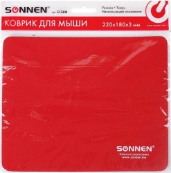 Коврик для мыши SONNEN RED резина+ткань 220х180х3мм 513306