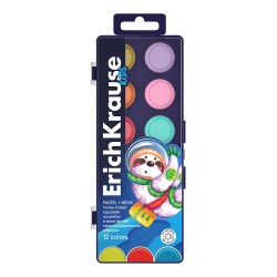 Краски 12цв. б/к ErichKrause 61364 Kids Space Animals Neon+Pastel медовые, с УФ защитой яркости