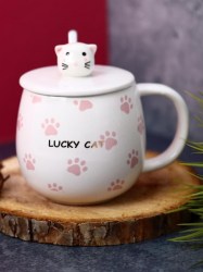 Кружка Алеф ULB-459-02 "Lucky cat's paw", pink керамическая 440мл