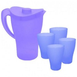 Кувшин Mallony 008744 + 4 стакана пластик,  фиолетовый