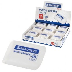 Ластик Brauberg 272734 "WHITE" скошенный, прямоугольный 45х28х12мм белый