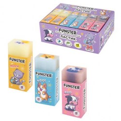 Ластик FUNSTER 272725 "PETS" прямоугольный 50х24х16мм, в картонной упаковке, ассорти