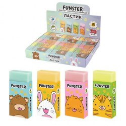 Ластик FUNSTER 272730 "ANIMALS" прямоугольный 50х24х10мм, в картонной упаковке, ассорти