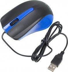 Мышь Oklick 225M черный/синий оптич 1200dpi USB 3but 288233
