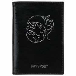 Обложка Brauberg 238212 "Airplane" для паспорта черная, тиснение серебром
