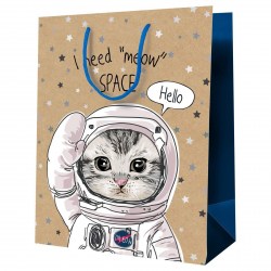 Пакет подарочный MESHU MS_52223 "Космический кот" 11*14*6,5см 