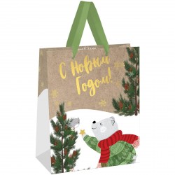 Пакет подарочный MESHU MS_61649 "NY bear" 26*32*12см 371088