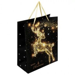 Пакет подарочный Золотая Сказка 608231 Новогодний "Midnight Deer" 26*13*32см 