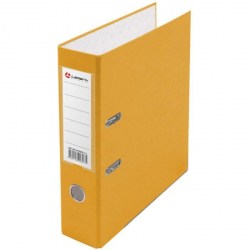 Папка-файл 80мм Lamark 0600 желтый металл. окантовка, карман, собраная