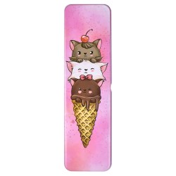 Пенал Феникс 53879 "Коты-мороженое" 20*5,6*1,5см металлический
