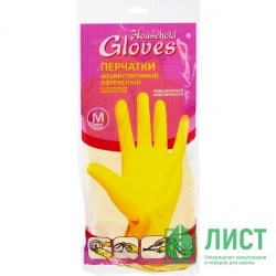 Перчатки латексные хозяйственные с хлопк напылением Household Gloves M 1 пара 3129335/KHL002E